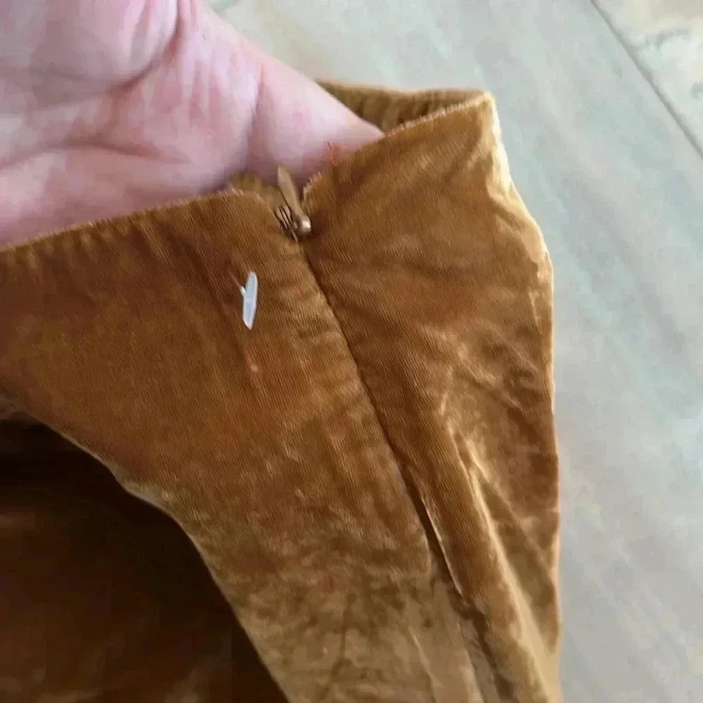 NEW Free People Annalise Velvet Mini Skirt Gold Burnt Orange Sz 2